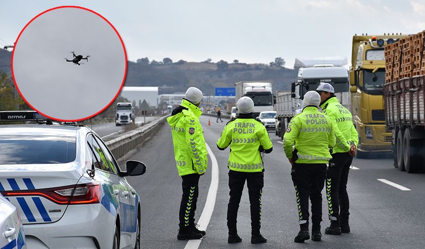 Kural ihlali yapan sürücülere drone destekli denetim